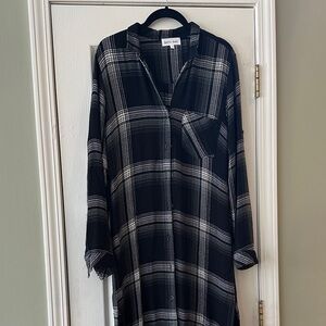 Black and White Flannel Long Sleeve Dress or Cardigan